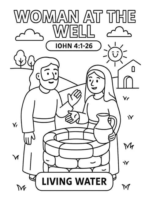 Woman At Well Coloring Page