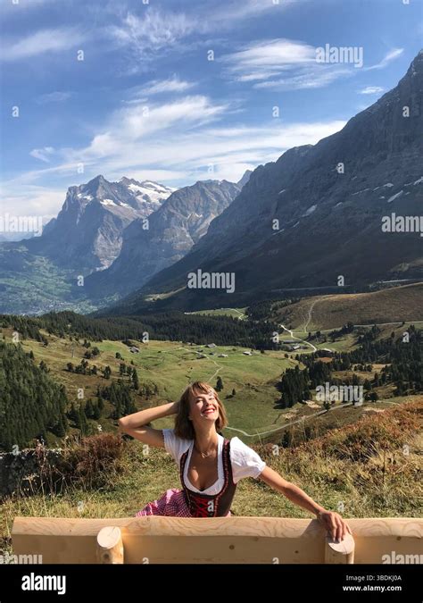 Woman Enjoying Swiss Alps View