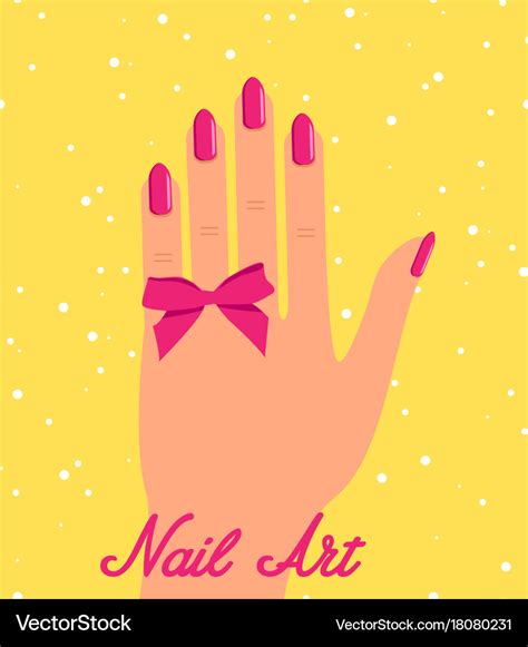 Woman Hand Pink Fingernails Bow