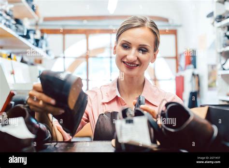 Woman Smiling with Repaired Shoes