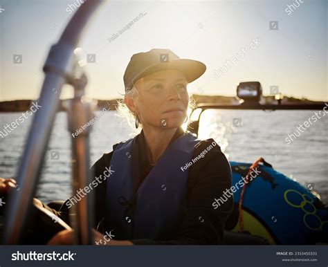 Woman Taking Pictures Sunset Boat