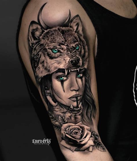 Woman With Wolf Tattoo