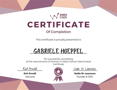 Women In Data Python Data Analyst Certificate