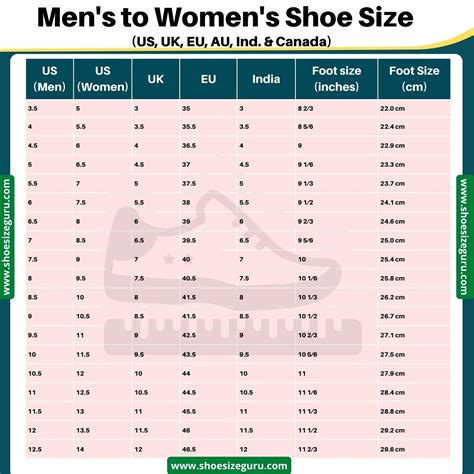 Women Men Shoe Chart