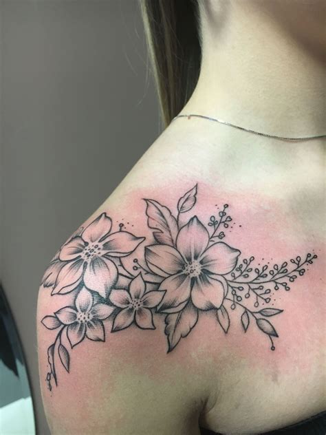 Womens Shoulder Flower Tattoos