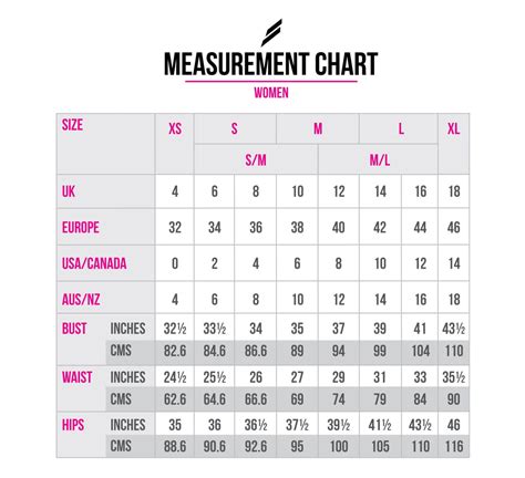 Womens Chest Size Chart