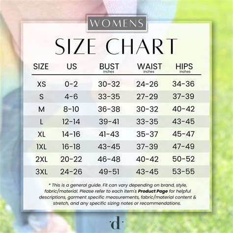 Womens Medium Size Chart