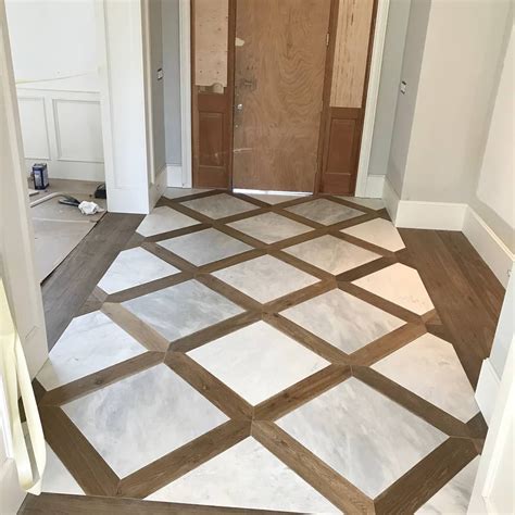 Wood With Tile Inlay Floor