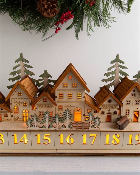 Wooden Christmas Village Advent Calendar