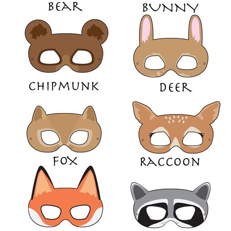 Woodland Animal Mask Templates