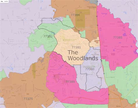The Woodlands Zip Code Map Maps Location Catalog Online