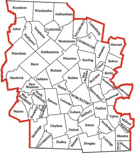 Worcester County Map With Towns