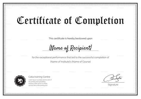 Word Certificate Of Completion Template