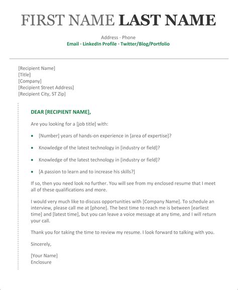 Word Document Cover Letter