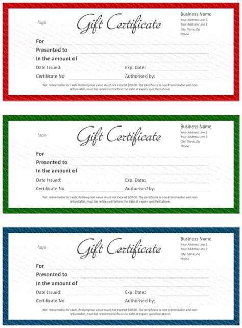 Word Document Gift Certificate Template