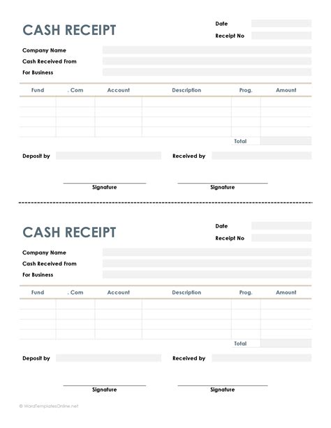 Word Cash Receipt Template