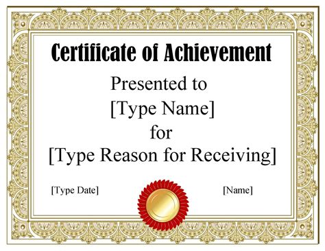 Blank Certificate Of Achievement Templates at