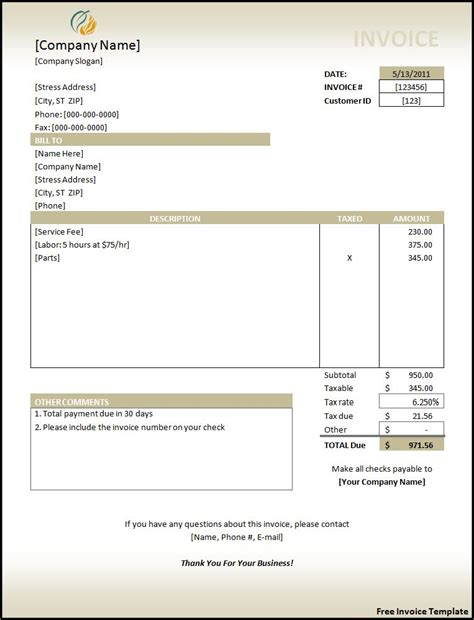 Invoice Templates In Word DocTemplates