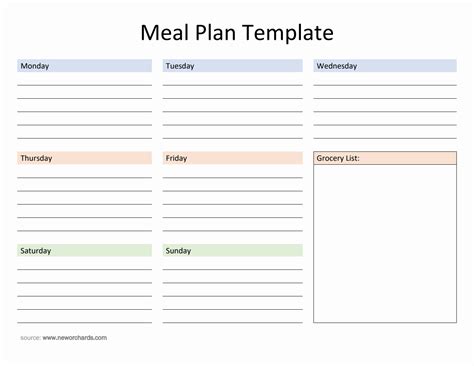 Word Meal Plan Template