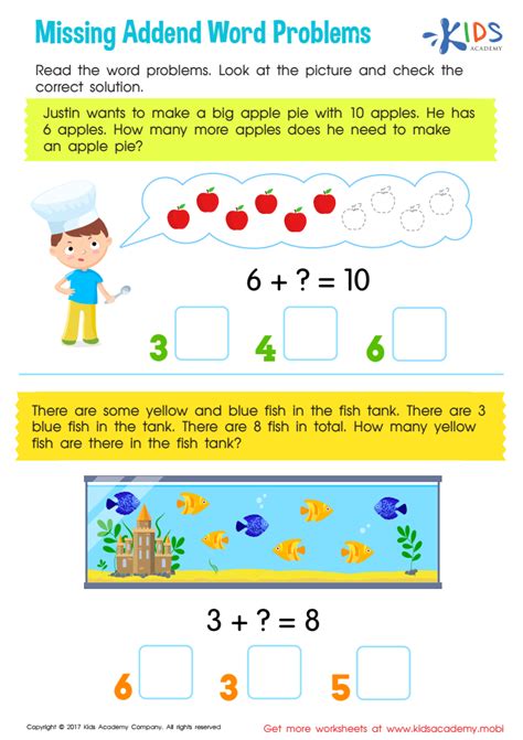 Word Problems With Missing Addend