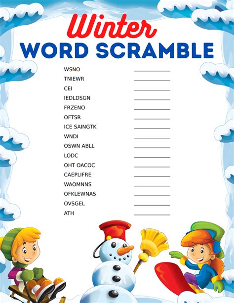 Word Scramble Game Printable