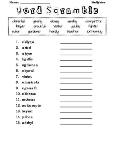 Word Scramble Worksheet Generator