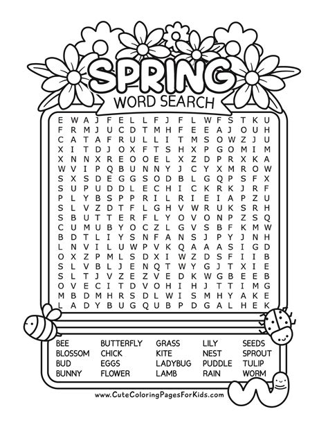 Word Search Coloring Pages