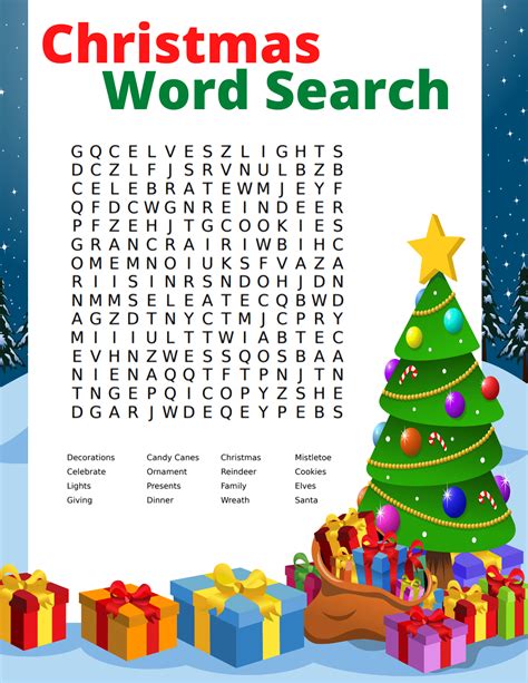Word Search For Christmas Printable