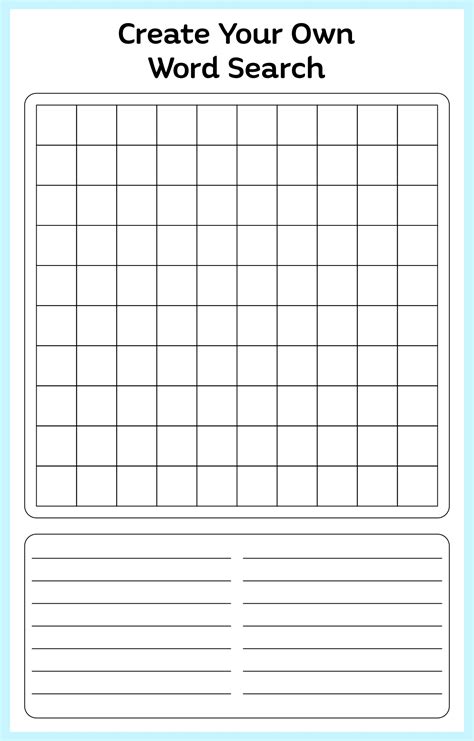 Word Search Grid Template Printable