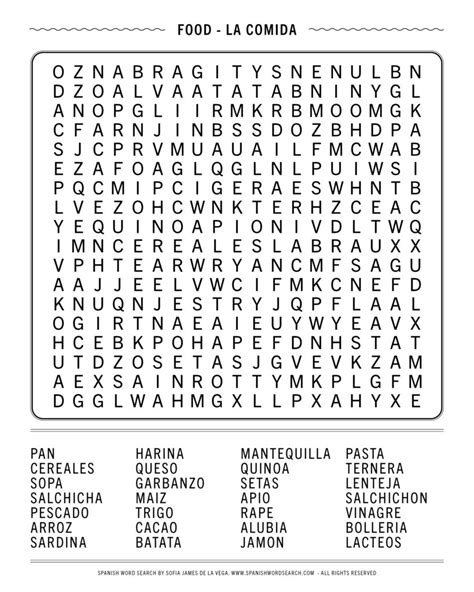 Word Search In Spanish Printable