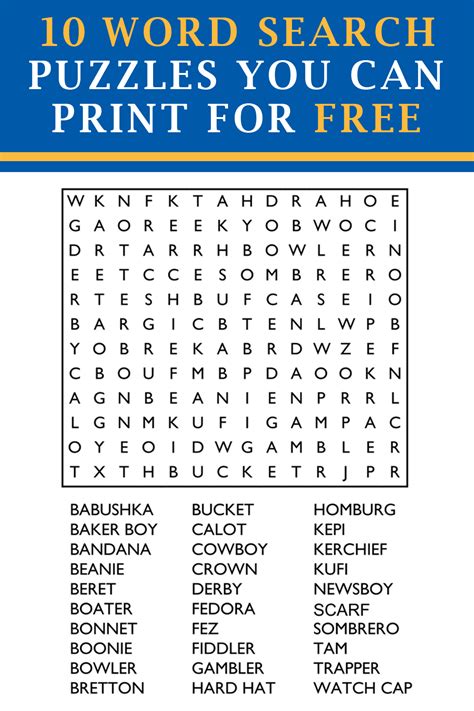 Word Search Large Print Free Printable