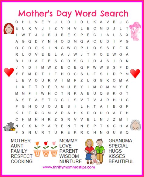 Word Search Mother's Day Printable