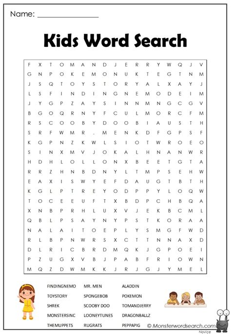 Word Search Puzzles For Kids Printable