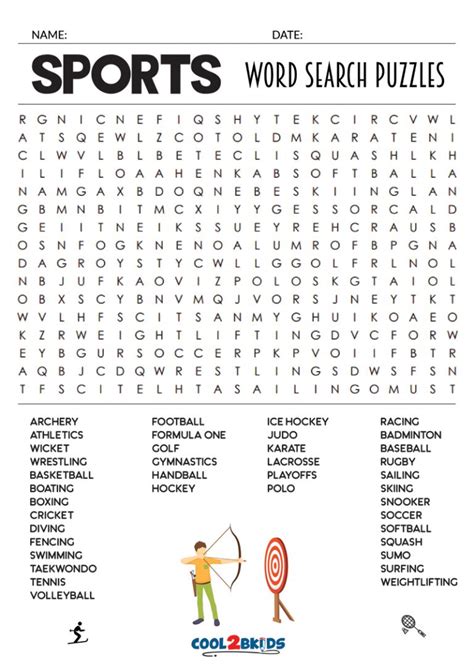 Word Search Sports Printable