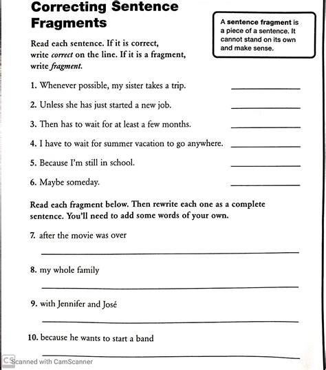 Word Study Lesson: Correcting Sentence Fragments - Mr. Roberson ESL