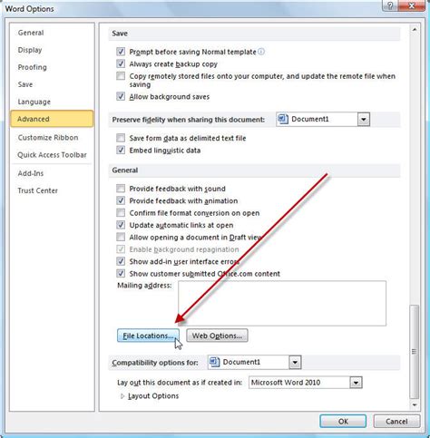 Word Template File Location
