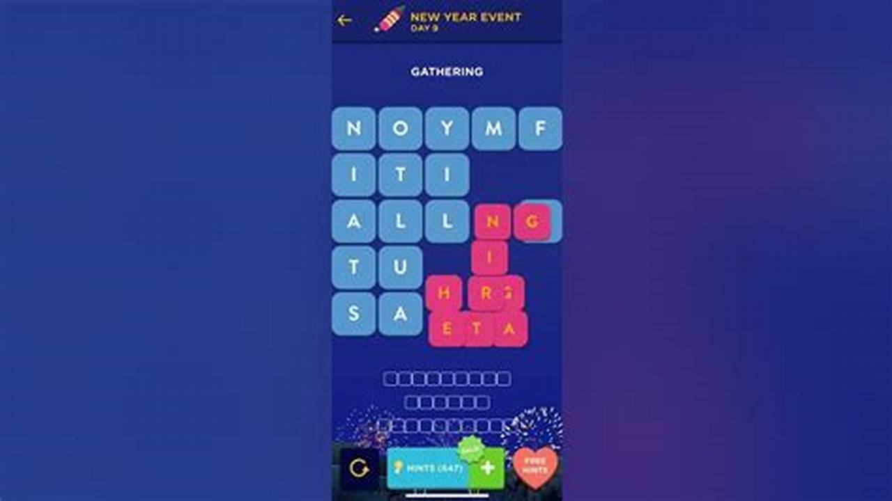 Wordbrain New Year Event 2nd January 2024 Answers