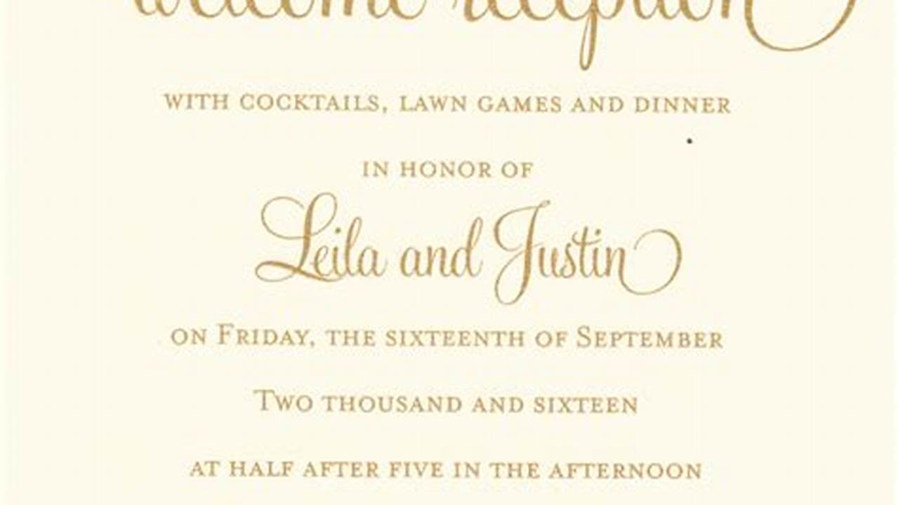 Wording, Wedding Welcome Party Invitation
