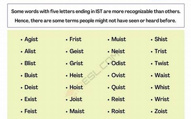 Words Ending with “ist”