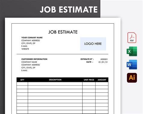 Free Printable Job Estimate Template Printable Templates