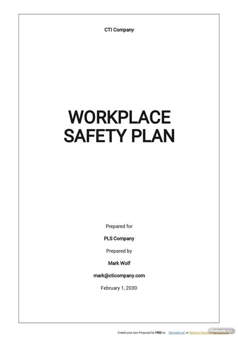 Work Safety Plan Template