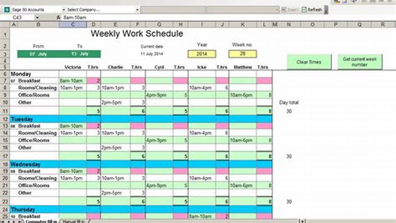 Work Week Calendar Excel