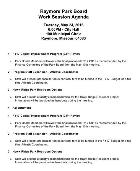 Work Agenda Template