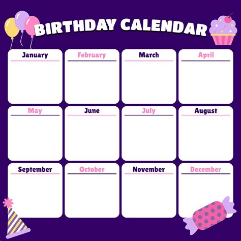 Work Birthday Calendar