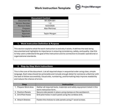 Work Instruction Template | Template Business