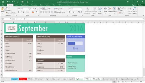 Work with Multiple Worksheets in Excel 2016