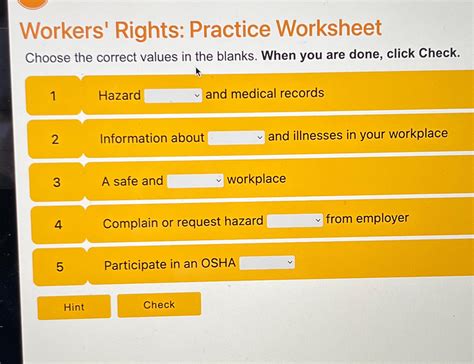 Workers Rights Practice Worksheet