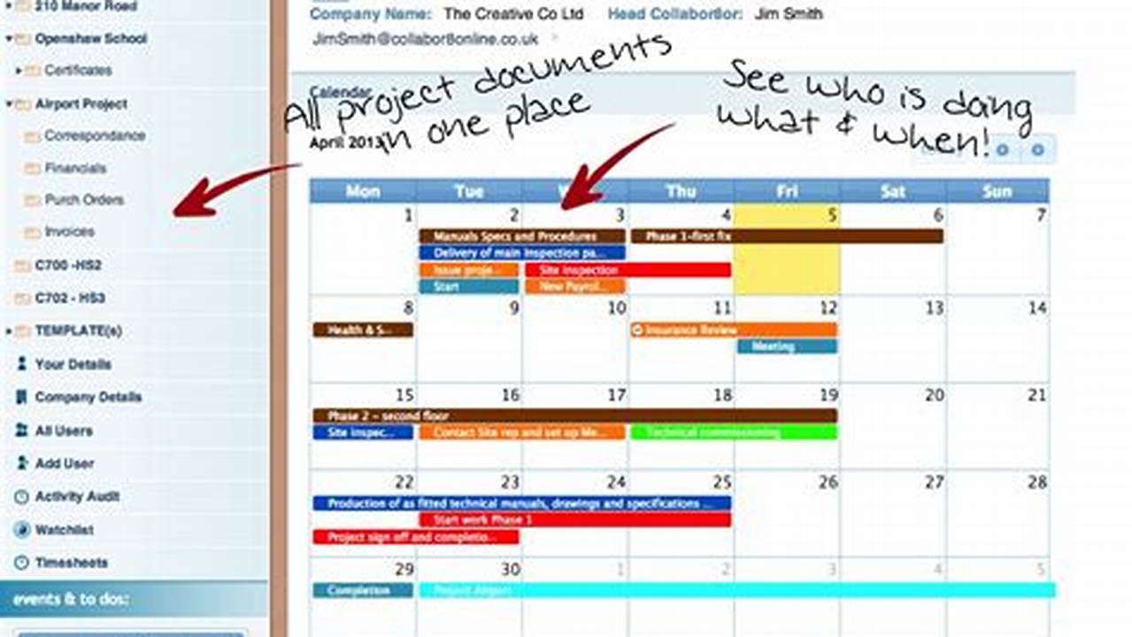 Workflow Calendar Template