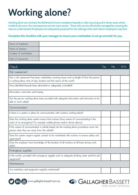 Working Alone Policy Template