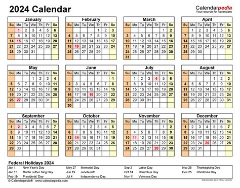 2024 Calendar Free Printable Excel Templates Calendarpedia